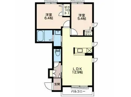 シャーメゾンミツムロ(2LDK/1階)の間取り写真