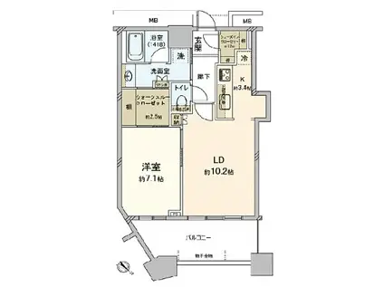 芝浦アイランド ケープタワー(1LDK/19階)の間取り写真