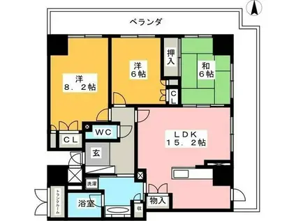 岐阜シティタワー43 スカイアークス(3LDK/34階)の間取り写真