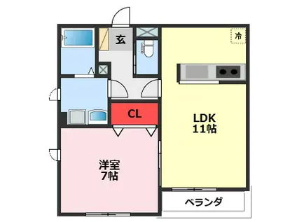 エクセルメゾン南流山(1LDK/2階)の間取り写真