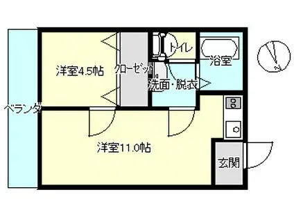 中央ダイナミックコーポNO.1(1LDK/3階)の間取り写真