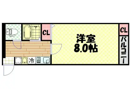 COZY千代崎(1K/3階)の間取り写真