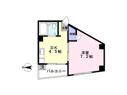 シャイン・ハイム大谷田(1K/4階)の間取り写真