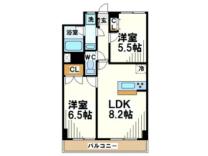 コーポ石井(2LDK/1階)の間取り写真