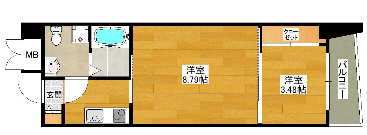 URBAN FLATS江坂(1LDK/4階)の間取り写真