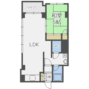 ドミ円山(1LDK/1階)の間取り写真
