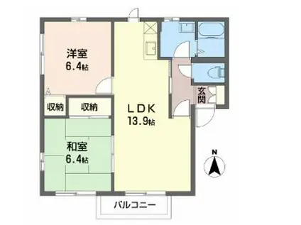 パークハイツ若宮(2LDK/2階)の間取り写真