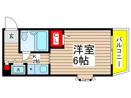 ジョイフル谷津(ワンルーム/3階)の間取り写真