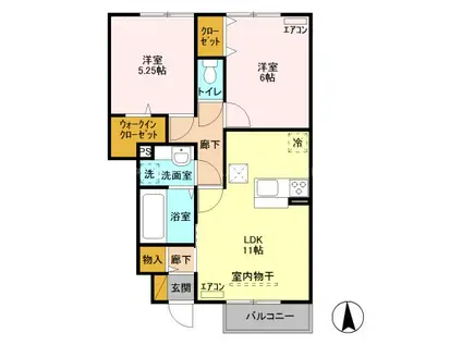 クラーレY(2LDK/2階)の間取り写真