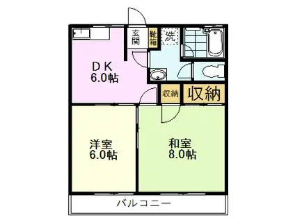 本橋ハイツB(2DK/1階)の間取り写真