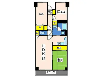 翠峯壱番館(3LDK/4階)の間取り写真