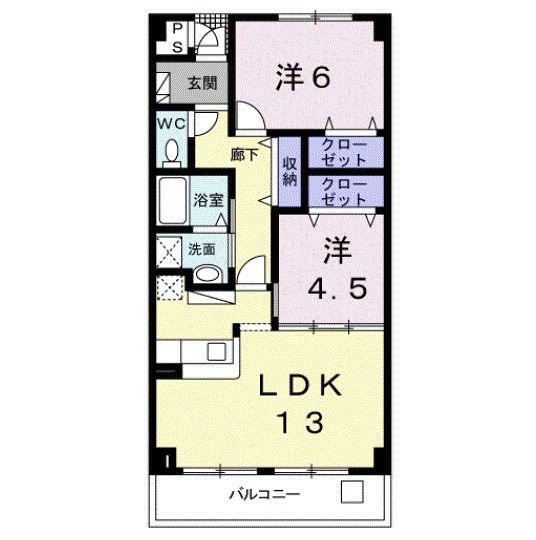 ヒルズ向イ山(2LDK/1階)の間取り写真