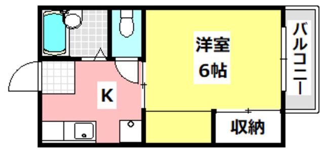 ヴィラプレフェールI(1K/1階)の間取り写真