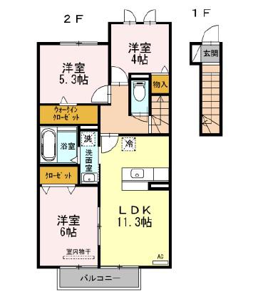 ヴィラ サンリット I(3LDK/2階)の間取り写真