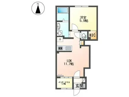 諌早市真崎町アパート(1LDK/1階)の間取り写真