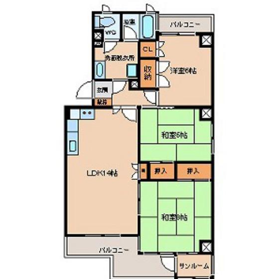 フジシャトー(3LDK/3階)の間取り写真