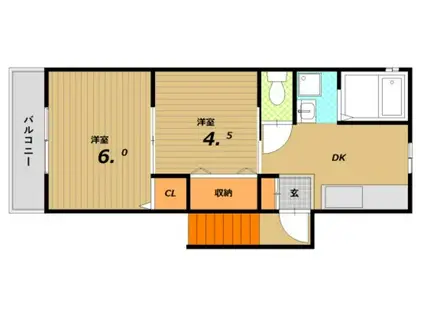 フジオカハイツ(2DK/2階)の間取り写真