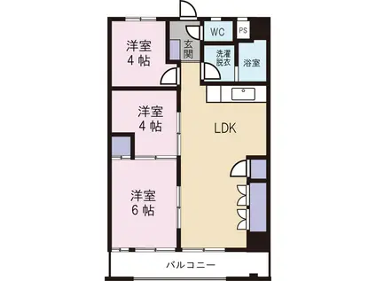 エスコートいさむII(3LDK/5階)の間取り写真