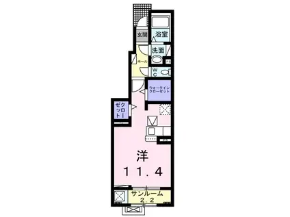 ペイサージュ(ワンルーム/1階)の間取り写真