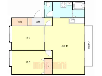ハーモニーハウスホールドA(2LDK/2階)の間取り写真