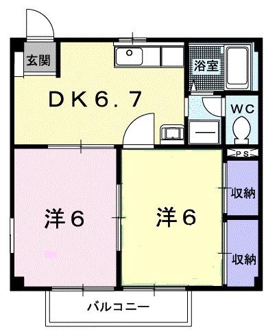 グリーンヒルズA(2DK/1階)の間取り写真