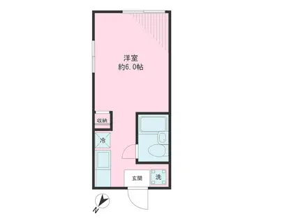 アーバンハイツII(ワンルーム/1階)の間取り写真