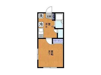 河合ハイツ(1K/2階)の間取り写真