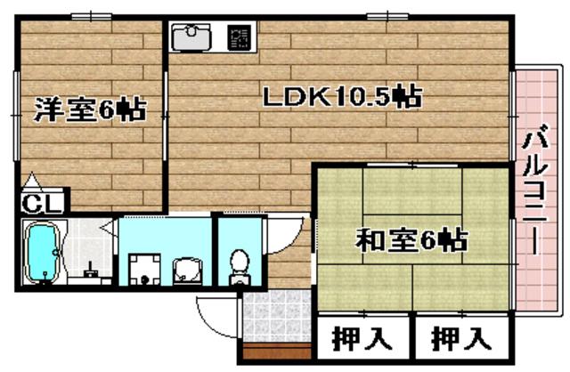 ラ・ヴィレット(2LDK/1階)の間取り写真