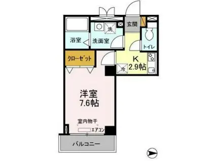 サンシャインヒルズ(1K/4階)の間取り写真