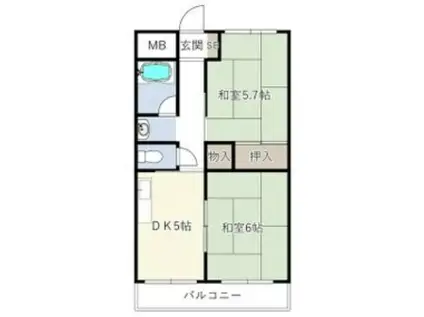 上中グリーンハイツ(2DK/2階)の間取り写真