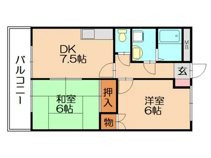 ベアハウス(2DK/2階)の間取り写真