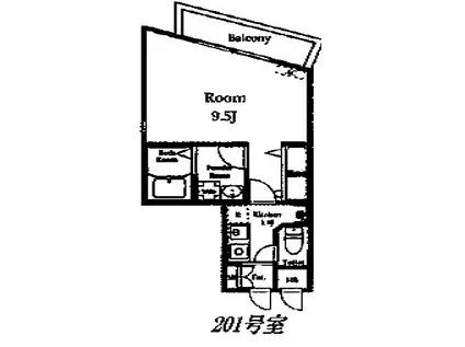ビラビスタ津田沼(1K/1階)の間取り写真