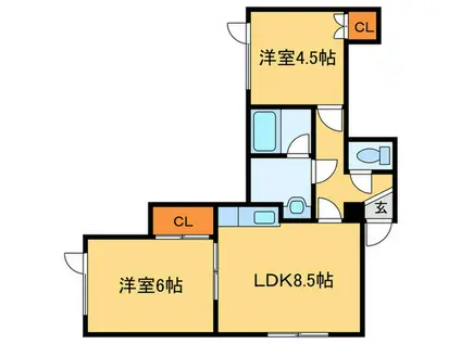 AT BRUNCH―陽だまりと彩り―(2LDK/2階)の間取り写真