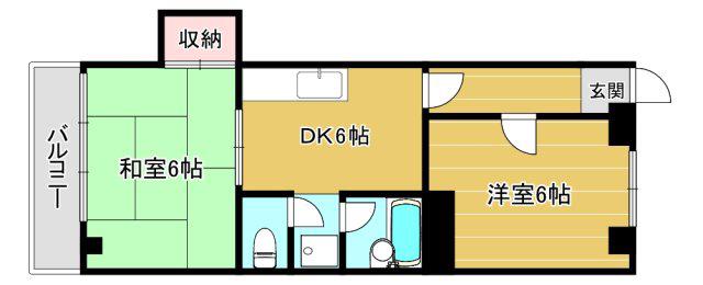 グランドハイツ38(2DK/1階)の間取り写真
