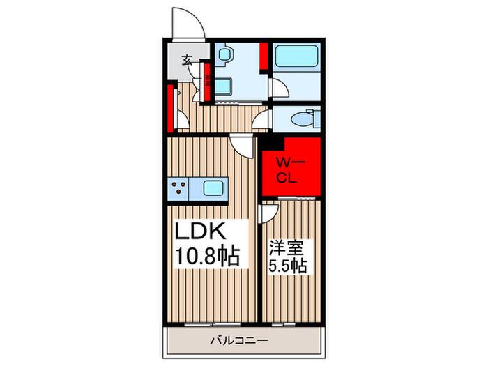 フォンターナ鈴谷(1LDK/2階)の間取り写真