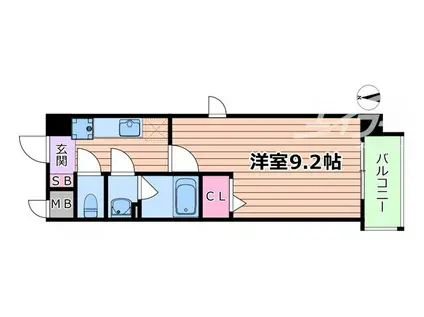 プレミアウェイブ(1K/2階)の間取り写真