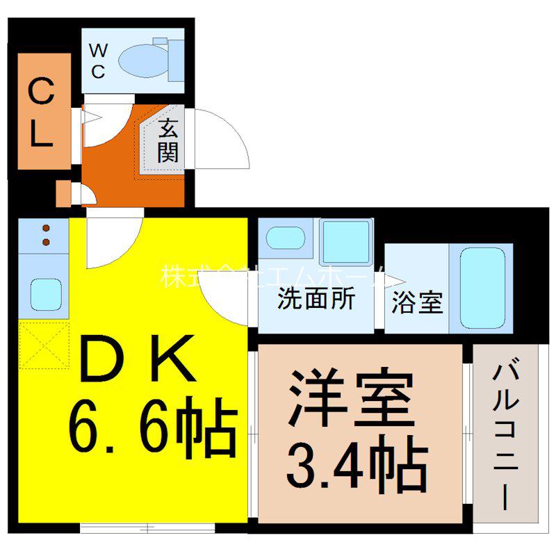 ハーモニーテラス野並X(1DK/2階)の間取り写真
