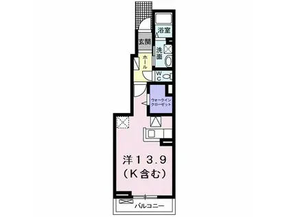 オレンジファーム(ワンルーム/1階)の間取り写真