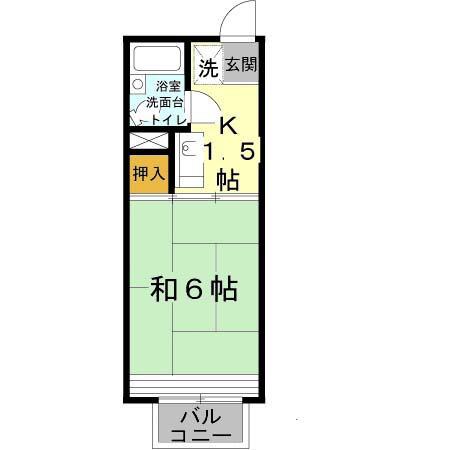 COMFORT 恵(1K/2階)の間取り写真