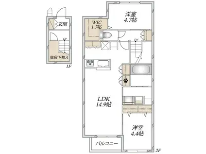 LE NOIR(2LDK/2階)の間取り写真