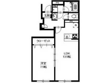 桜アパートメント(1LDK/2階)の間取り写真