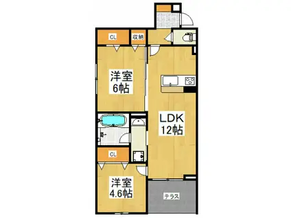 ASSET-COURT八坂(2LDK/1階)の間取り写真