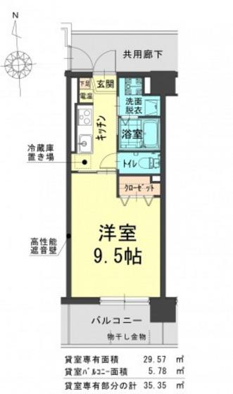 福富グラードマンション(1K/6階)の間取り写真