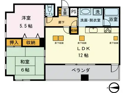 プリーマ仲町台(2LDK/4階)の間取り写真