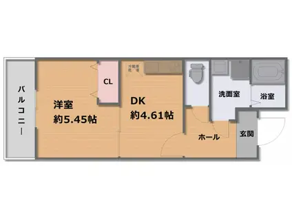 グランデコート竹鼻イースト(1DK/2階)の間取り写真