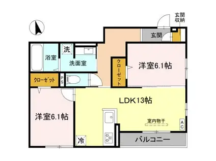 FIELD COURT(2LDK/2階)の間取り写真