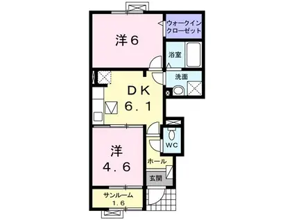 ヴィラ・スウィート・COCOII(2DK/1階)の間取り写真