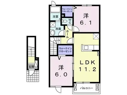 HAPPYHAPPINESSII(2LDK/2階)の間取り写真
