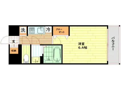 プレサンス桜ノ宮イーサリアル(1K/3階)の間取り写真