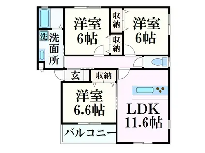 ル・レーヴ蒲田(3LDK/2階)の間取り写真